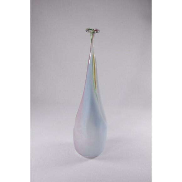 Vintage Signed glass art piece deflated balloon, Pastel toned art glass bud vase - Picture 3 of 9